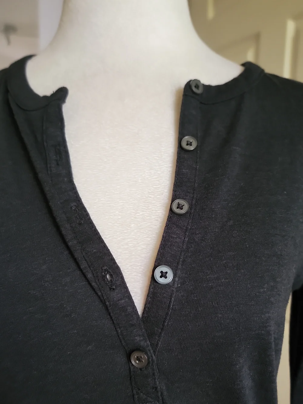 J Crew mercantile Classic Long Sleeve Henley Top in Black